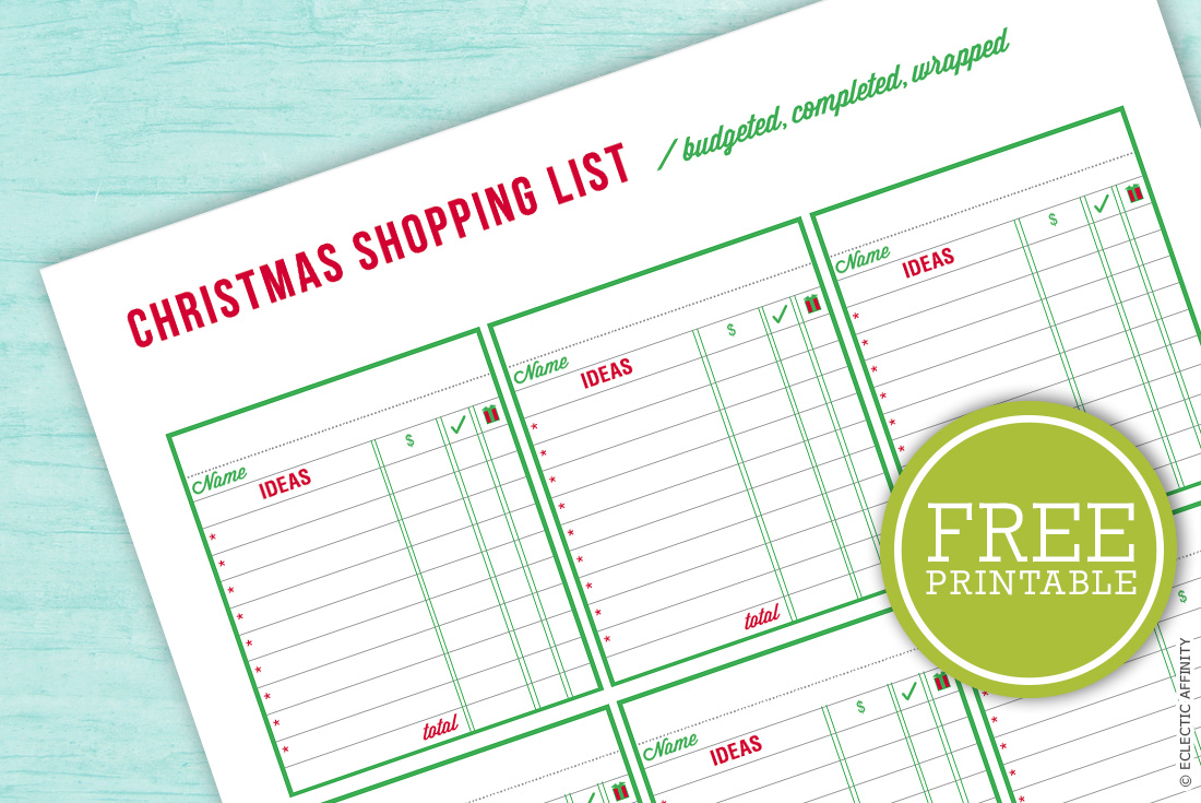 Christmas Shopping List — free printable at Eclectic Affinity