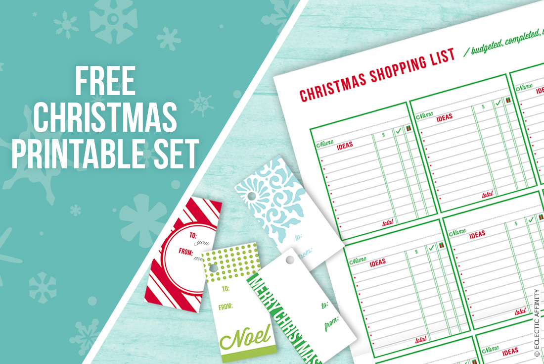 Christmas Tags & Shopping List — free printables at Eclectic Affinity