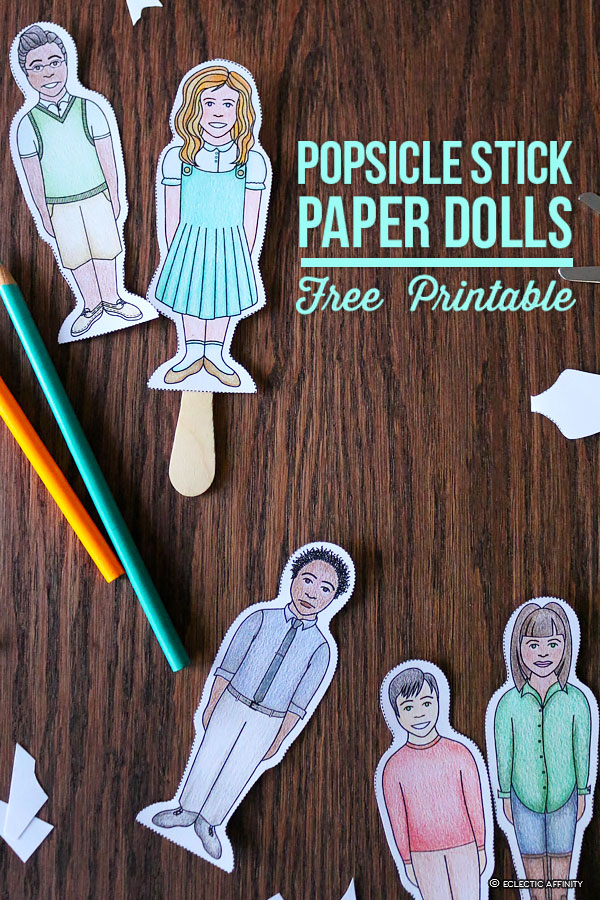 Popsicle Stick Paper Dolls, free printable